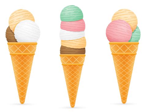 Ice Cream Balls In A Waffle Cone Vector Illustration Vector Art At Vecteezy