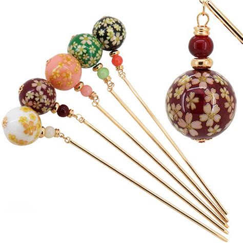 Japanese Style Cherry Blossom Hair Stick Hairpin Women Cosplay Hair