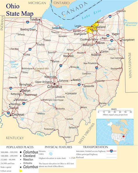 ♥ Ohio State Map A Large Detailed Map Of Ohio State Usa
