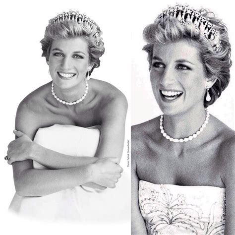 Princess Diana Wearing Diamond Tiara And Pearl Necklace Princess