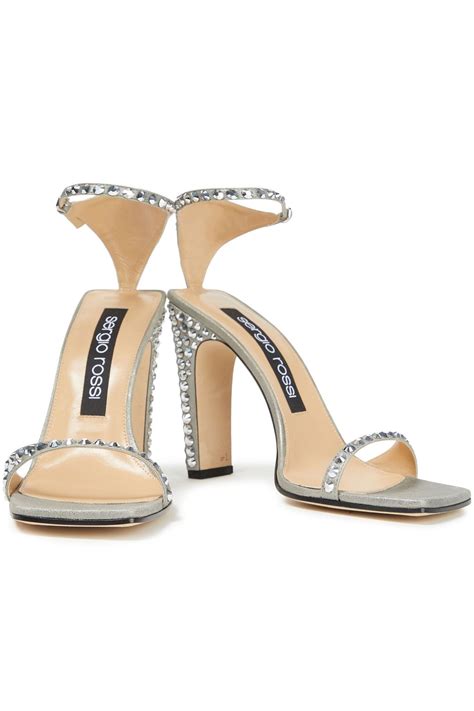 Sergio Rossi Crystal Embellished Metallic Suede Sandals The Outnet