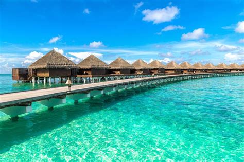 Water Villas Bungalows In The Maldives Stock Photo Image Of Walkway