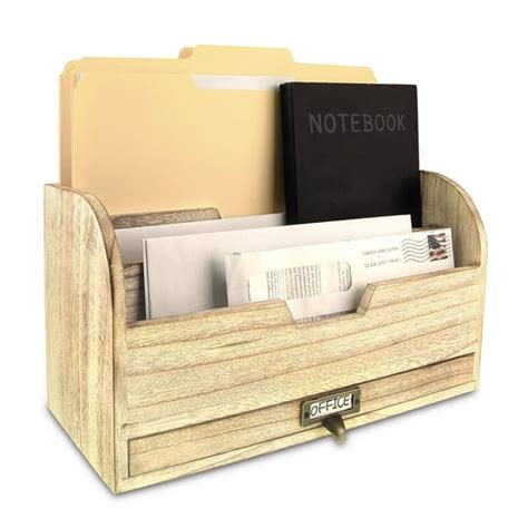 Wooden Desktop Organizer For Sorting Letters Files Documents And