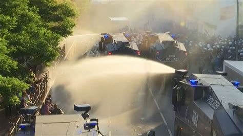 Police Fire Water Cannons At G Protesters In Germany Good Morning