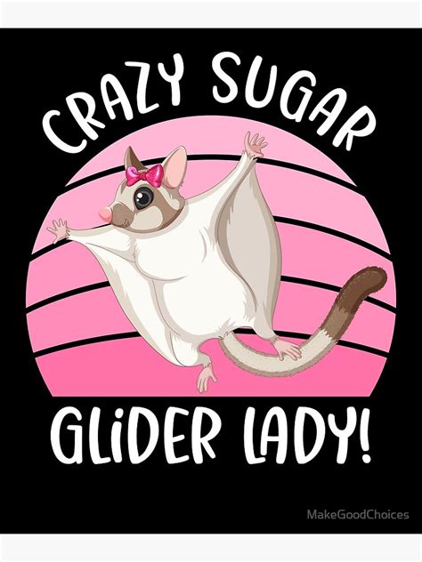 Crazy Sugar Glider Lady Funny Sugar Glider Mama Opossum Poster By