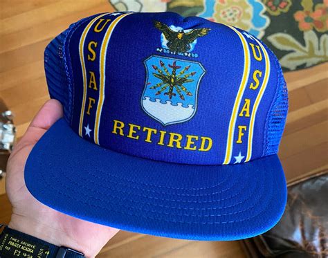 Vintage Usaf Air Force Retired Trucker Hat Cap Snapba Gem