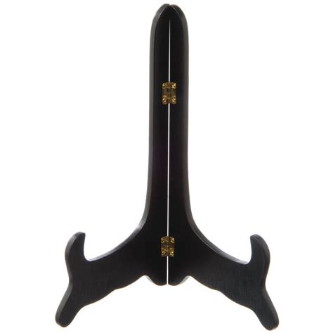 6h Hinged Wooden Plate Stand Black