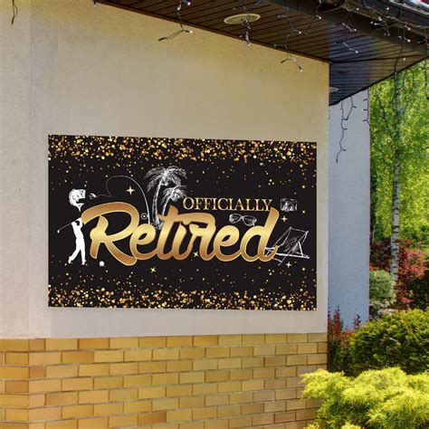 Happy Retirement Party Decorations Giant Black And Gold Sign