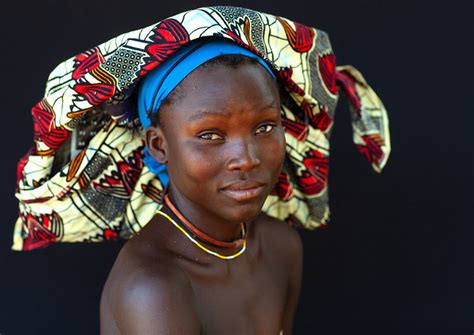 portrait of a mucubal tribe women wearing colorful headwears namibe province virei angola a