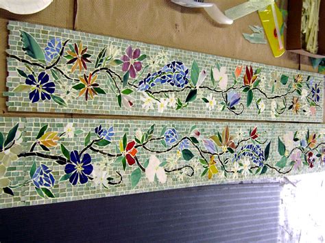 Glass Tile In Floral Pattern Flower Posies Pattern Floral Ceramic