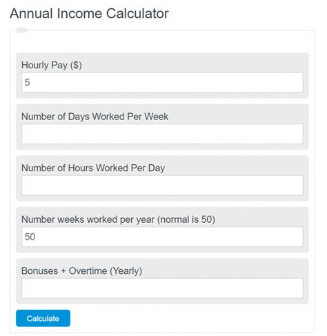 Annual Income Calculator Calculator Academy