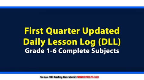 Deped First Quarter Daily Lesson Log DLL UPDATED