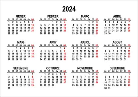 Calendari 2024 Per Imprimir En Català Calendarissu Calendaris En