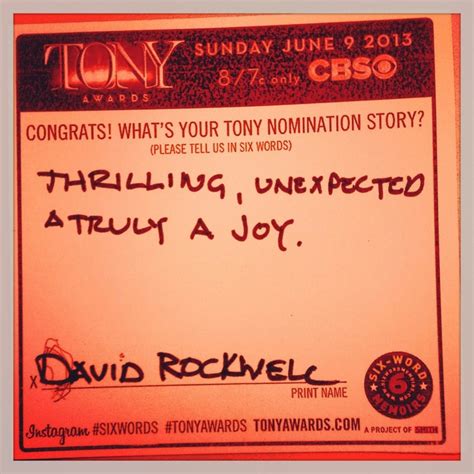 2013 Tony Nominee David Rockwells Sixwords Nomination Story Six