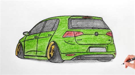 how to draw a volkswagen golf 7 r drawing a 3d car coloring vw golf gti mk7 stance vii