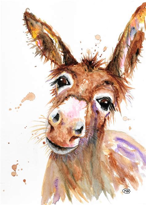 Cute Donkey Face Cool Red Painting By Sabrina Georgia Fine Art America