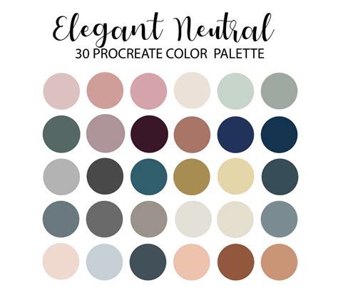 Elegant Neutral Procreate Color Palette Hex Code Ipad Color Etsy