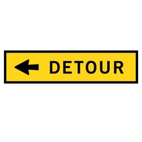 Detour Left Arrow Sign 1200 X 300mm Hi Craft Safety