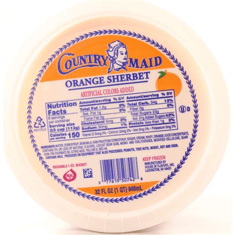 Country Maid Sherbet Orange Non Dairy Ice Cream And Novelties Midway Iga
