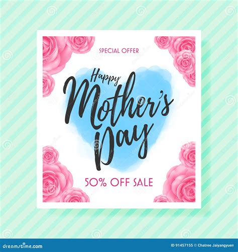 Mothers Day Sale With Beautiful Flower For Voucher Discount Stock