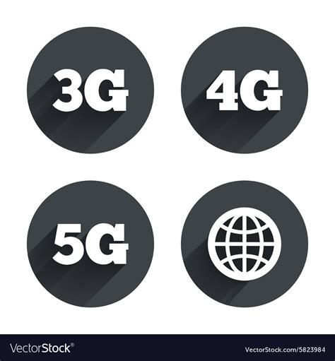 Mobile Telecommunications Icons 3g 4g And 5g Vector Image