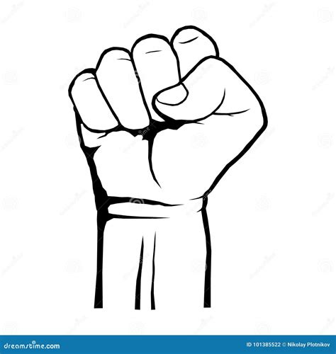 Human Clenched Fist Outline Icon Cartoon Vector