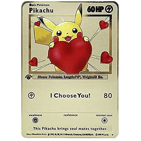 Anime Pokemon Gold Card Pikachu Eevee 60hp I Choose You Gold Metal Game