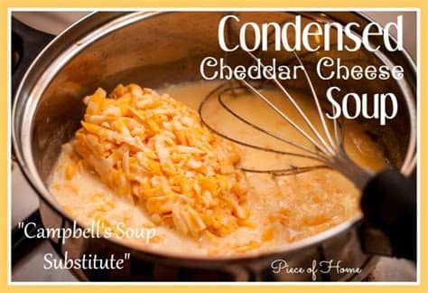 Instead of the cream of chicken soup, we put in broccoli cheese soup. Condensed Cheddar Cheese Soup - Piece of Home