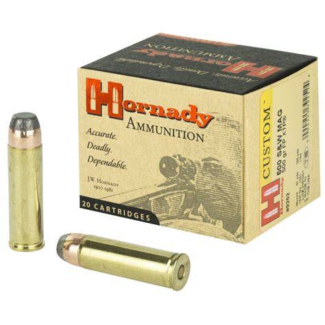 Hornady Custom 500 Sandw Magnum Ammo 500gr Interlock Flat Point Xtp 20 Rounds