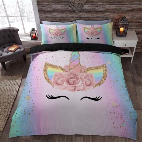 Twin bedding set unicorn for cute girls. Unicorn Rainbow 3D Bedding Sets Printed Duvet Cover Set ...
