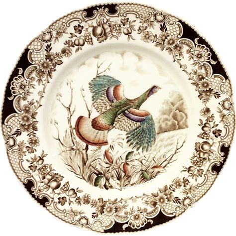 Johnson Bros. Wild Turkeys Flying Brown Dinner Plate : Grandview Fine Tableware | Ruby Lane