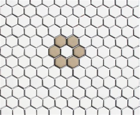 1 X 1 Flower Hex Tile Pattern Tan White Rosette Lyric Hex Tile