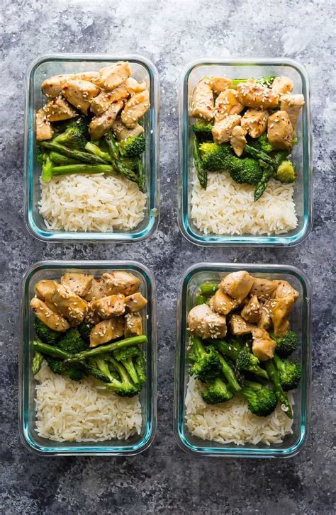 Join the 3 week lunch prep challenge! Make these Honey Sesame Chicken Lunch Bowls ahead of time and you'll have FOUR work lunche ...