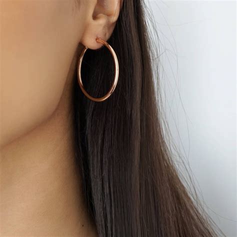 Quality Rose Gold Plated Hoop Earrings Three Sizes By Nikita Rose