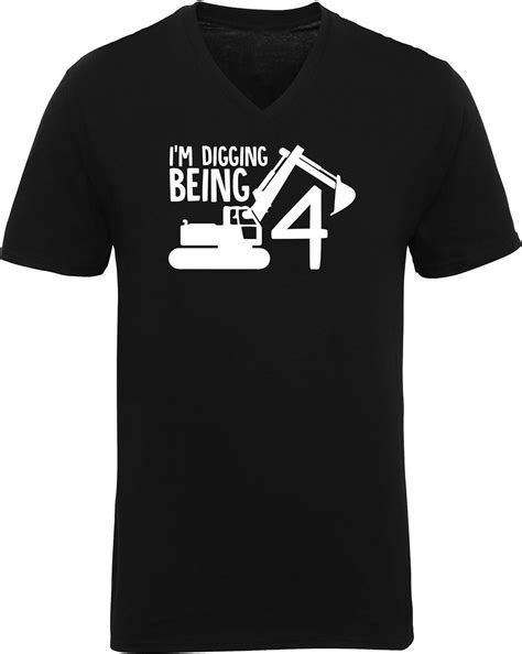 Hippowarehouse Im Digging Being 4 Birthday Unisex V Neck Short Sleeve T Shirt Specific Size