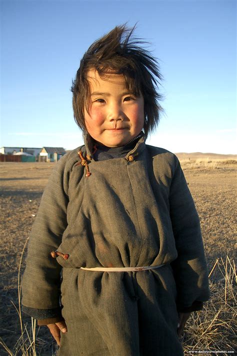 Wild Mongolia A Cute Mongolian Girl Poses On The Plains In Central