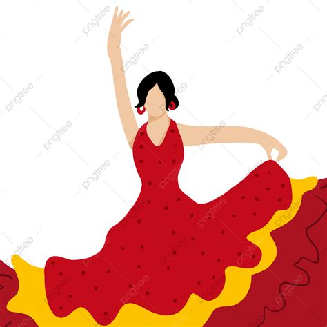 Female Spanish Flamenco Dancer Red Skirt Flamenco Dance Woman Png