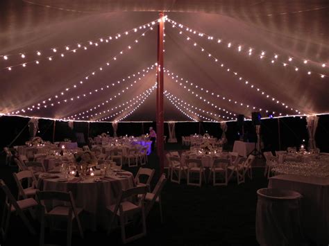 Bistro Lighting In A Tidewater Sailcloth Tent At Night Tent Wedding