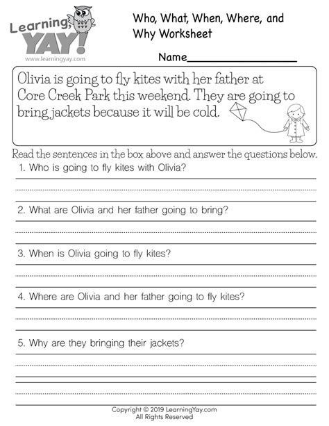 Comprehension Worksheets First Grade