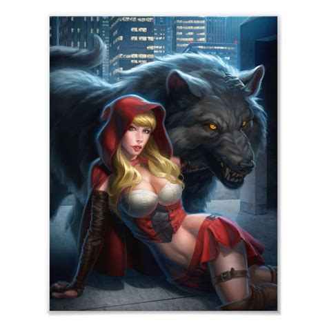 Grimm Universe 2 Red Riding Hood Big Bad Wolf Photo Print Fantasy Art Women Beautiful Fantasy