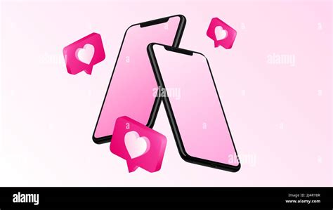 Likes And Two Smartphones Screen Mockup Vector Illustration Stock Vector Image And Art Alamy