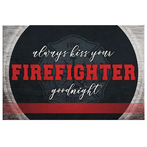 Personalized Always Kiss Your Firefighter Goodnight Canvas Wall Art Gearden