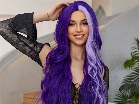 Purple Wig Long Wavy 30inch Wigs Purple Wigs Long Hair Wigs Synthetic