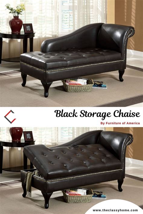Furniture Of America Lakeport Black Storage Chaise Furniture Storage Chaise Chaise
