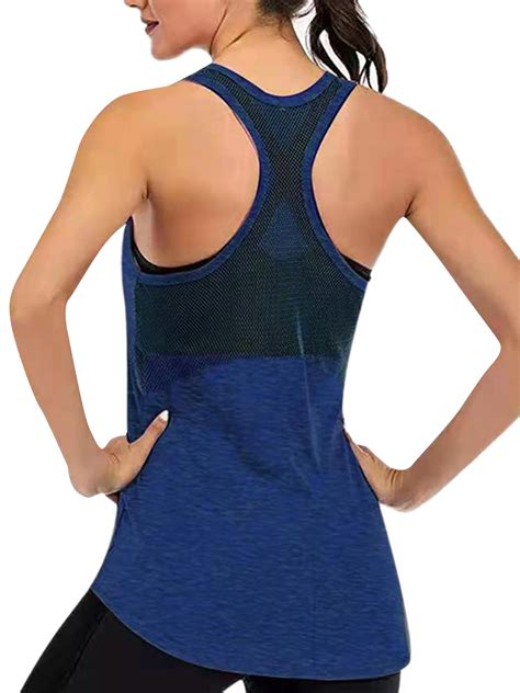 Mawclos Athletic Workout Tank Tops For Women Loose Fit Racerback Tank Tops Mesh Backless Muscle