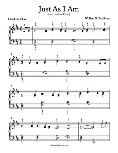 Free Piano Arrangement Sheet Music Just As I Am Michael Kravchuk