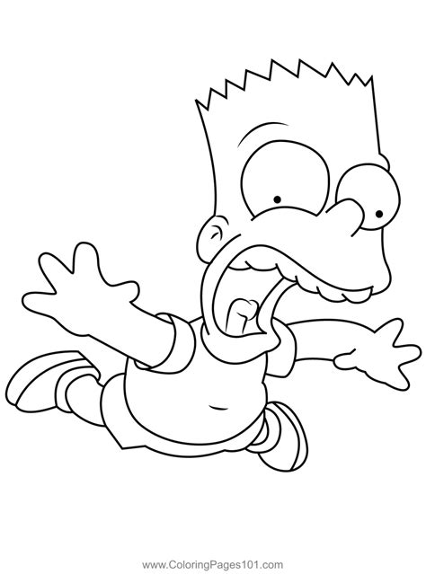 Bart Simpson Afraid Coloring Page For Kids Free The Simpsons