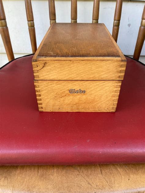 Vintage Globe Wernicke Wood Index Card File Box Ebay