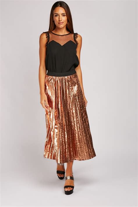 Metallic Pleated Midi Skirt Just 7