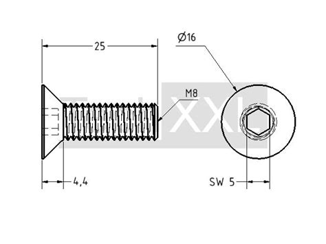 Countersunk screw M8x25 galvanized ️ Profile technology - Item No 101557